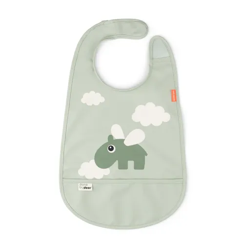 DONE BY DEER Bib with Velcro Happy Clouds - Green