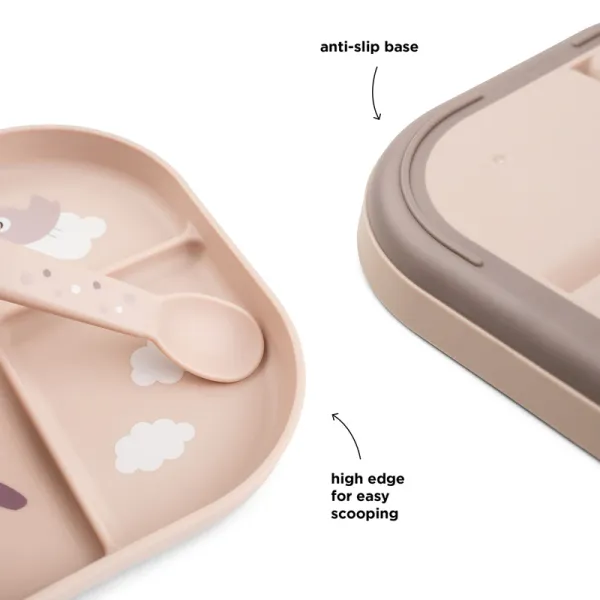 DONE BY DEER Foodie Compartment Plate Happy Clouds - Powder