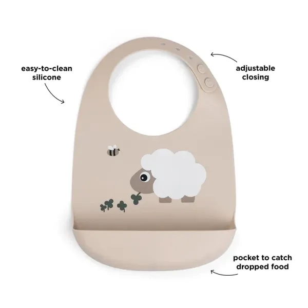 DONE BY DEER Silicone Bib Sheepy - Sand