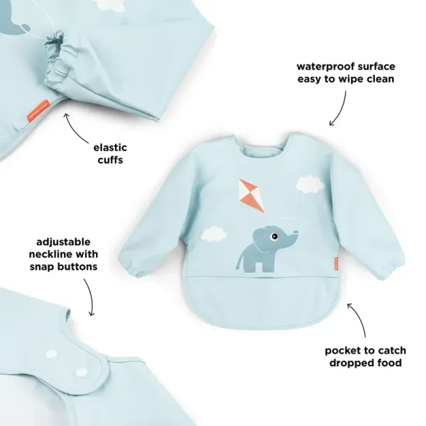 DONE BY DEER Sleeved Pocket Bib Playground - Blue