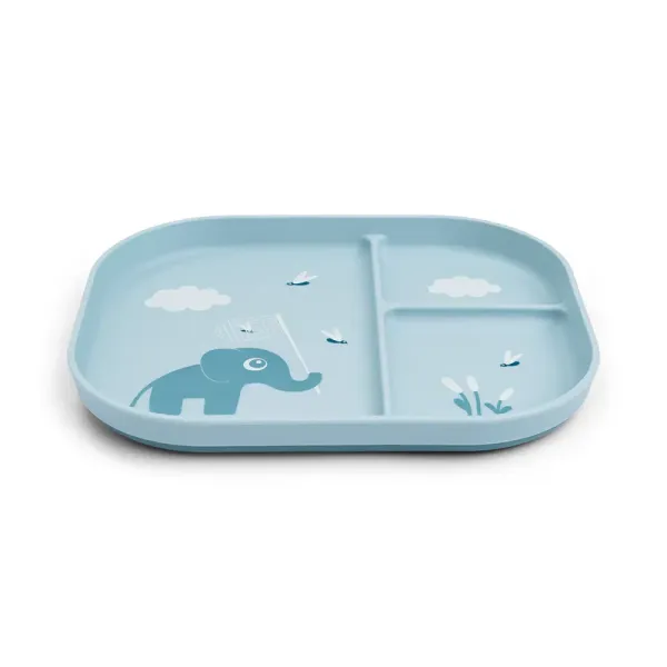 DONE BY DEER Foodie Compartment Plate Elphee - Blue