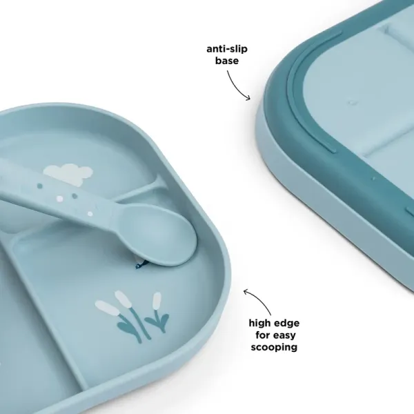 DONE BY DEER Foodie Compartment Plate Elphee - Blue