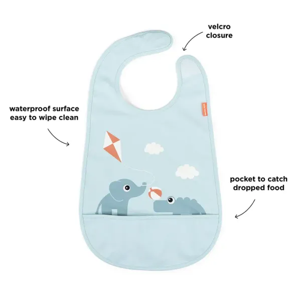 DONE BY DEER Bib with Velcro Playground - Blue
