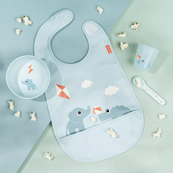 DONE BY DEER Bib with Velcro Playground - Blue