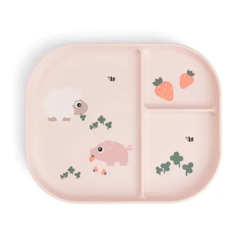 DONE BY DEER Foodie Compartment Plate Tiny Farm - Powder