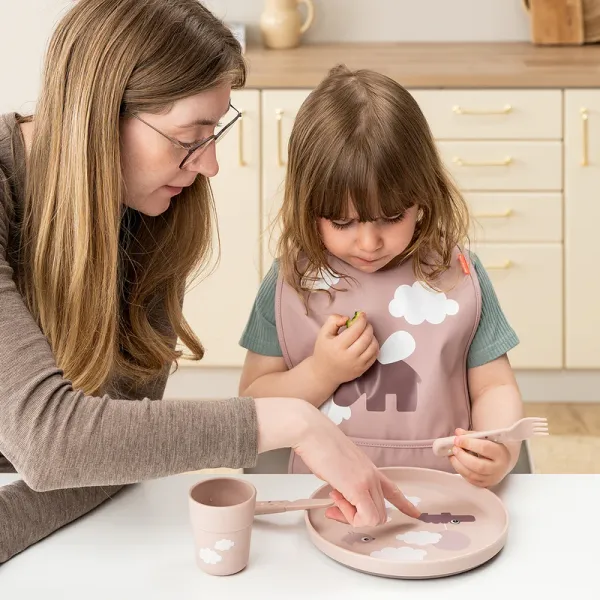 DONE BY DEER Foodie Plate Happy Clouds - Powder