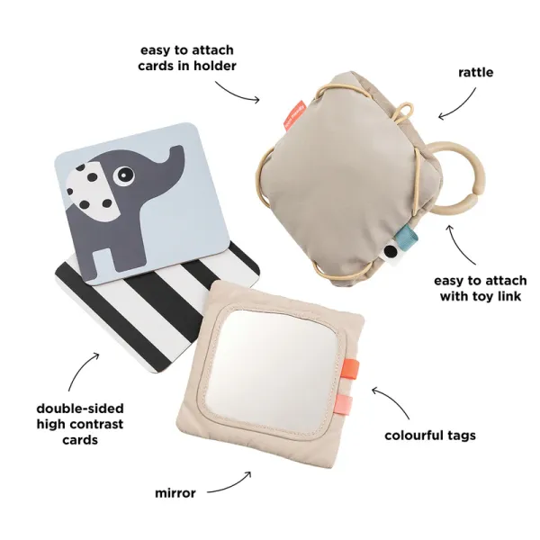 DONE BY DEER Baby contrast card holder Deer friends - Sand