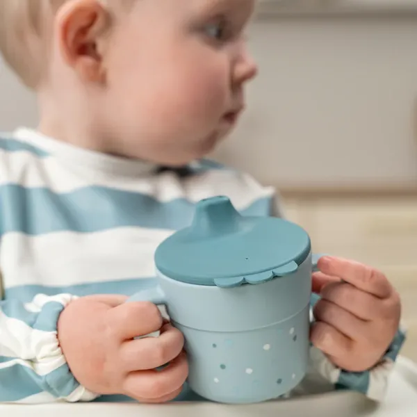 DONE BY DEER Foodie Spout cup Happy Dots - Blue
