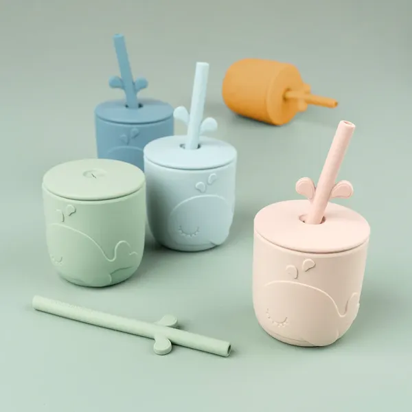 DONE BY DEER Peekaboo Straw Cup 2pcs Wally - Powder