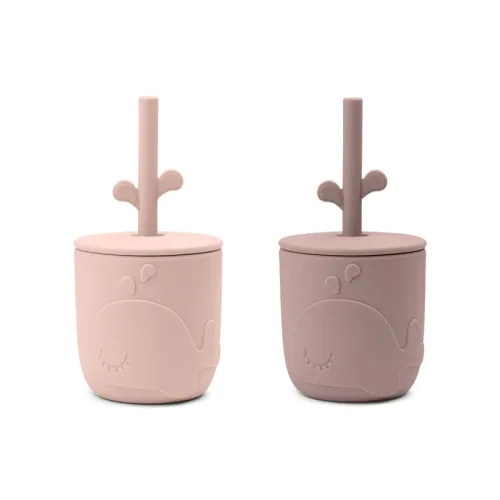 DONE BY DEER Peekaboo Straw Cup 2pcs Wally - Powder