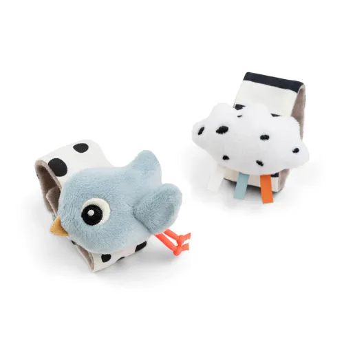 DONE BY DEER Wrist Rattle set Happy Clouds - Blue
