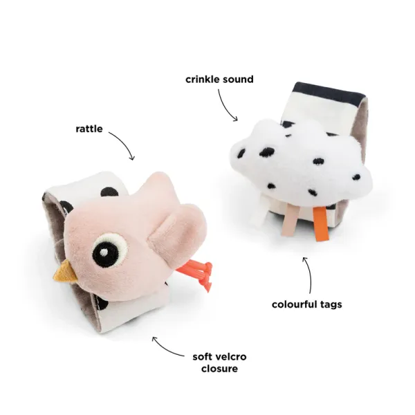 DONE BY DEER Wrist Rattle set Happy Clouds - Powder